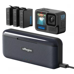3 Channel Battery Charger Batteries Storage Case with Micro SD Slots & Type C Cable for GoPro Hero 13 Battery Charge Accessories