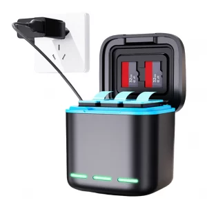 3-Channel Battery Charger 2 SD Slot Storage Charging Box Fast Charging Charger for GoPro Go Pro Hero 8 7 6 5 Camera Accessories